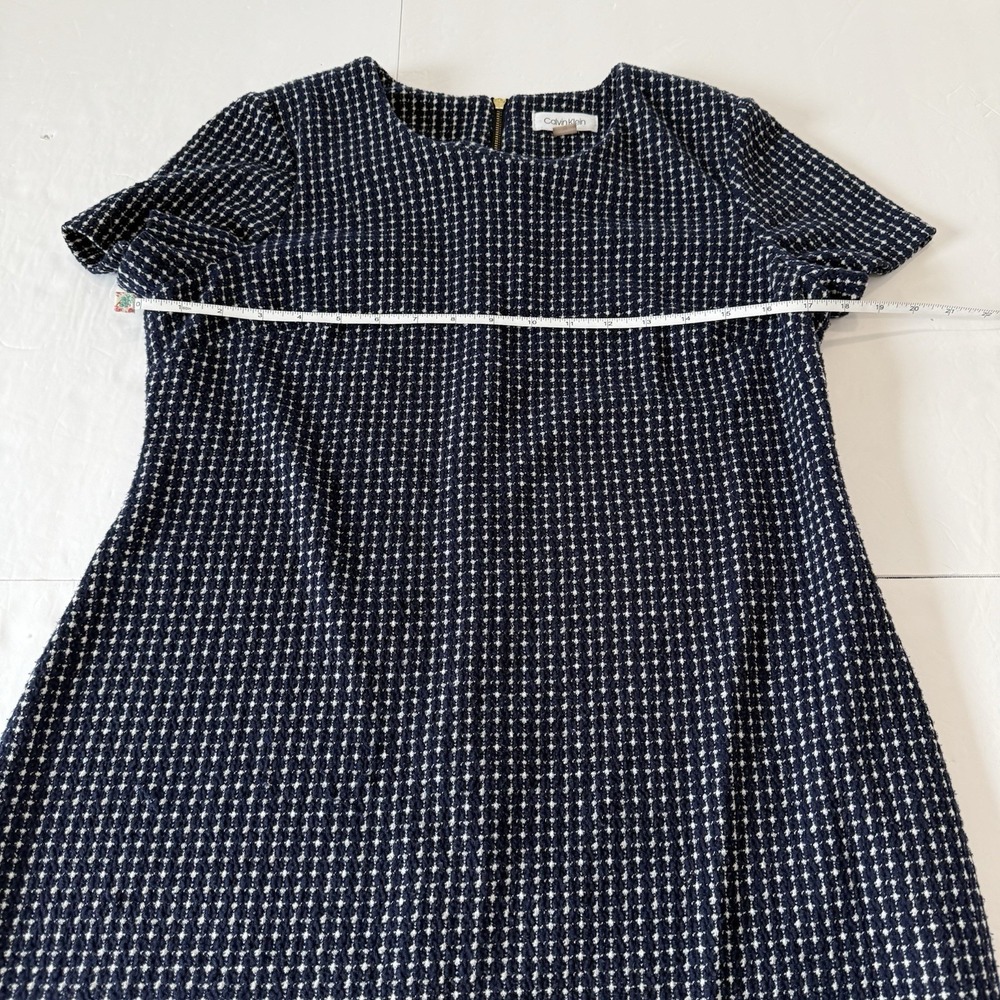 Calvin Klein Navy Blue‎ Tweed Short Sleeve Shift Dress Size 10 - Picture 8 of 11